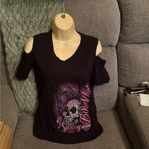 Women's Black Cold Shoulder Top